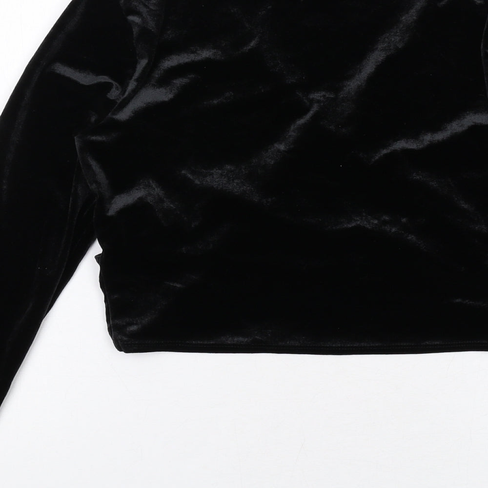 H&M Womens Black Polyester Basic Blouse Size M V-Neck