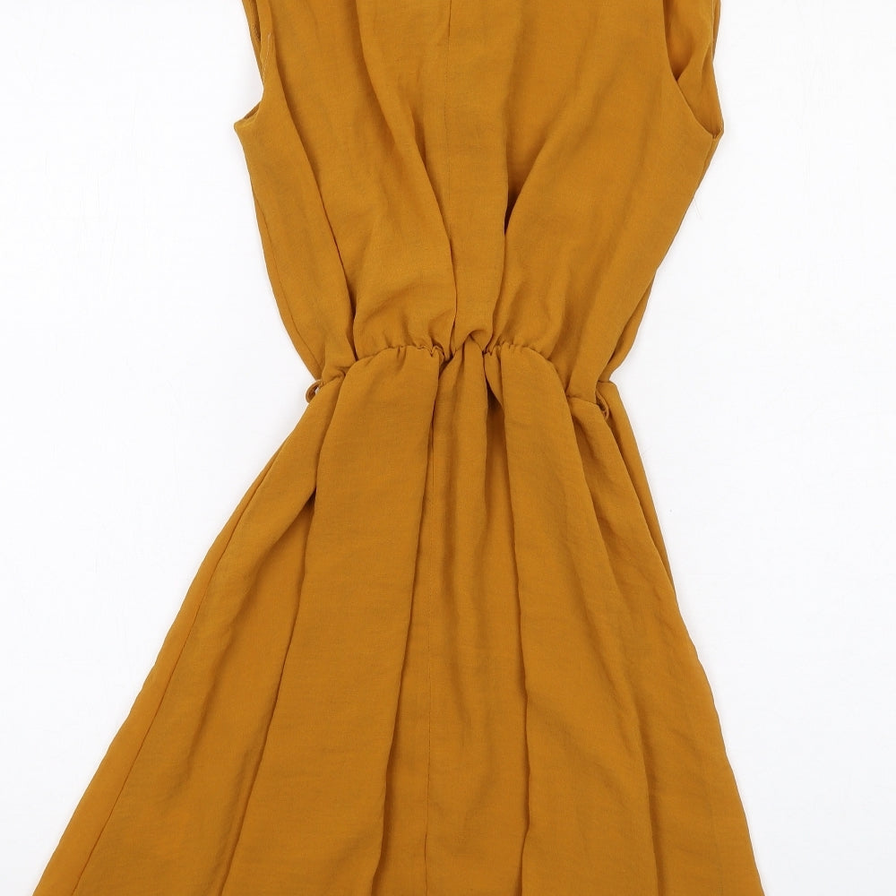 Closet Womens Yellow Polyester A-Line Size 10 V-Neck Pullover