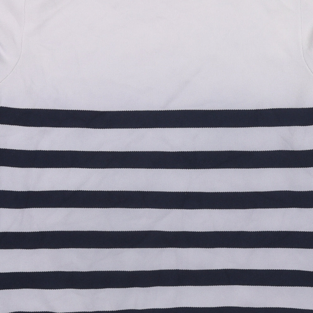 Savida Womens Blue Round Neck Striped Polyamide Pullover Jumper Size L