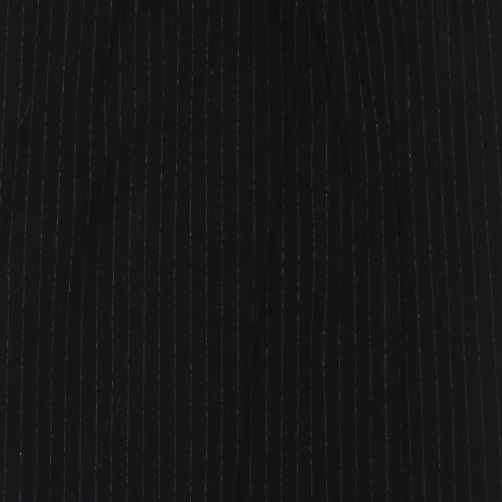 H&M Womens Black Striped Polyester Trousers Size S L27 in Regular Zip