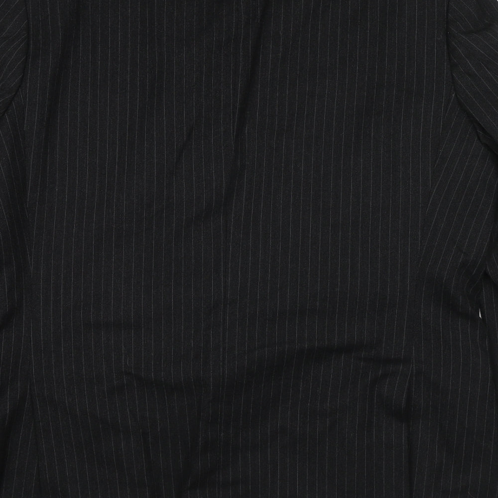 St Michael Mens Black Striped Wool Jacket Suit Jacket Size 44 Regular