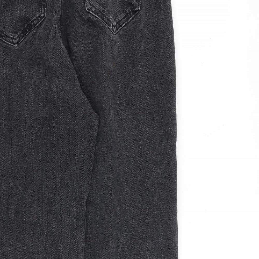 Marks & Spencer Womens Grey Cotton Tapered Jeans Size 10 L29 in Regular Zip