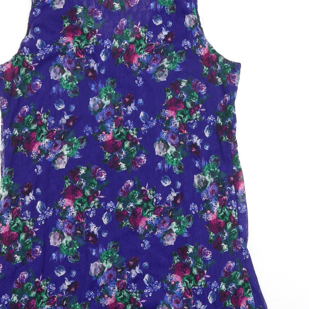 Michele Hope Womens Multicoloured Floral Polyester Basic Tank Size 14 Round Neck