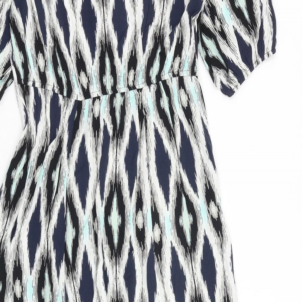 Marks & Spencer Womens Multicoloured Geometric Viscose Maxi Size 6 V-Neck Pullover