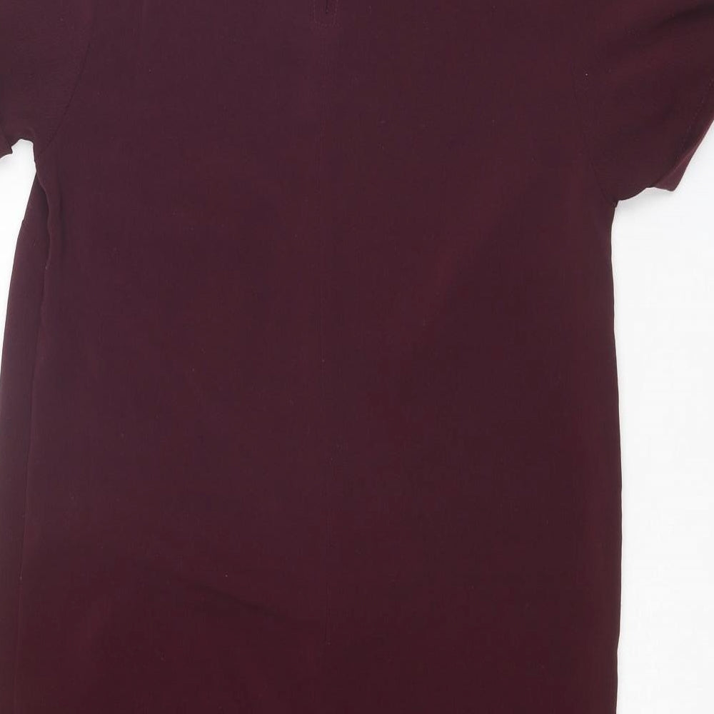 New Look Womens Purple Polyester A-Line Size 8 Round Neck Button