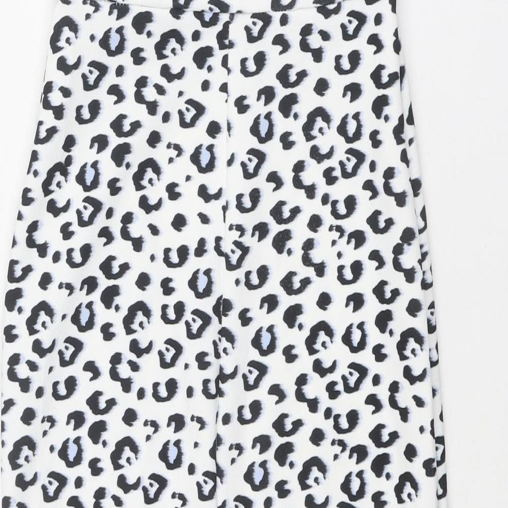 New Look Womens White Animal Print Polyester Shift Size 8 Off the Shoulder Pullover - Leopard Print