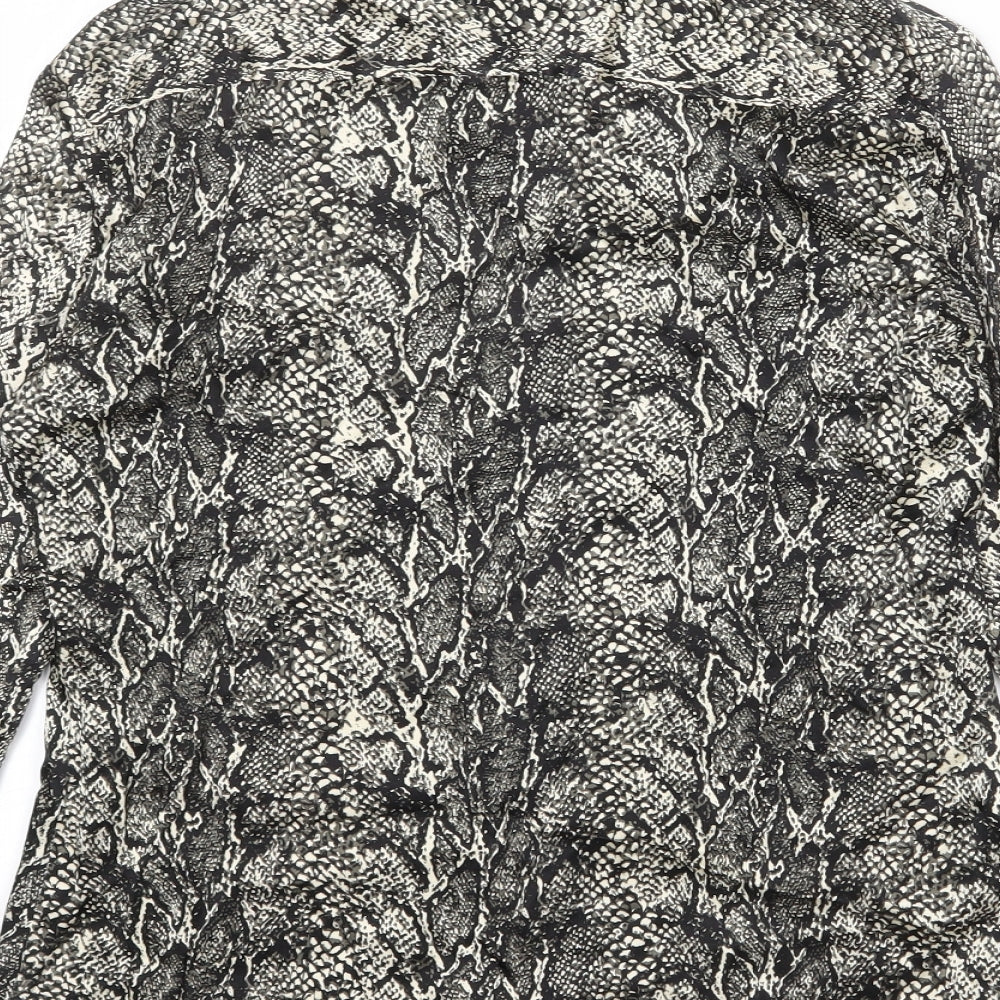 Zara Womens Multicoloured Animal Print Viscose Basic Button-Up Size S Collared - Snake Skin Print
