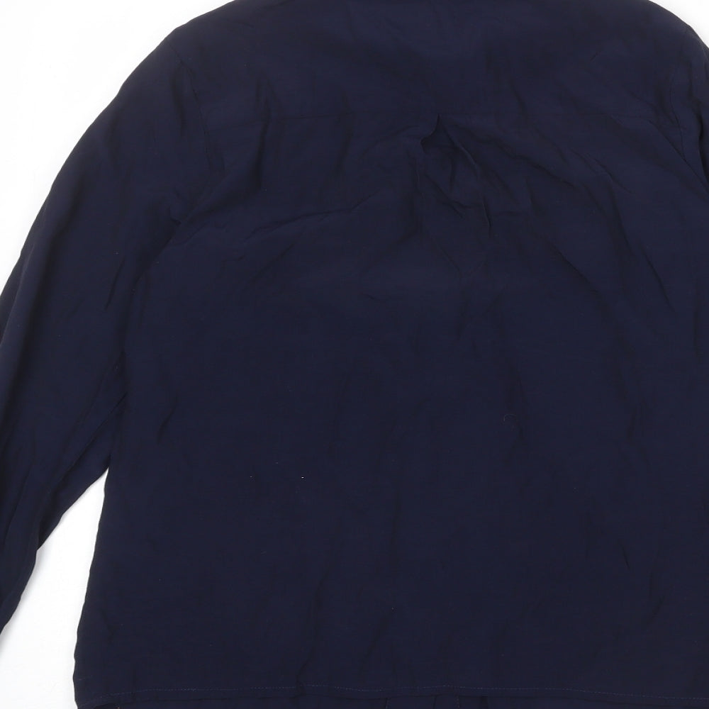 NÜMPH Womens Blue Viscose Basic Button-Up Size 6 Collared