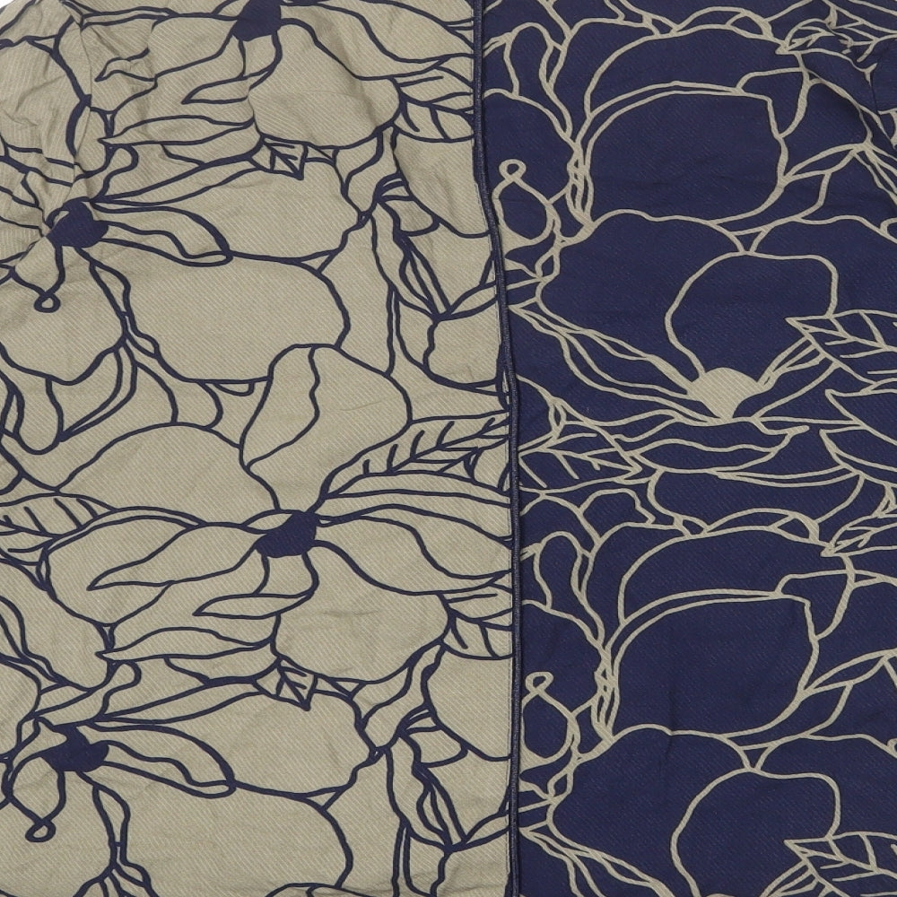 Trend Womens Blue Floral Viscose Basic Blouse Size 12 V-Neck