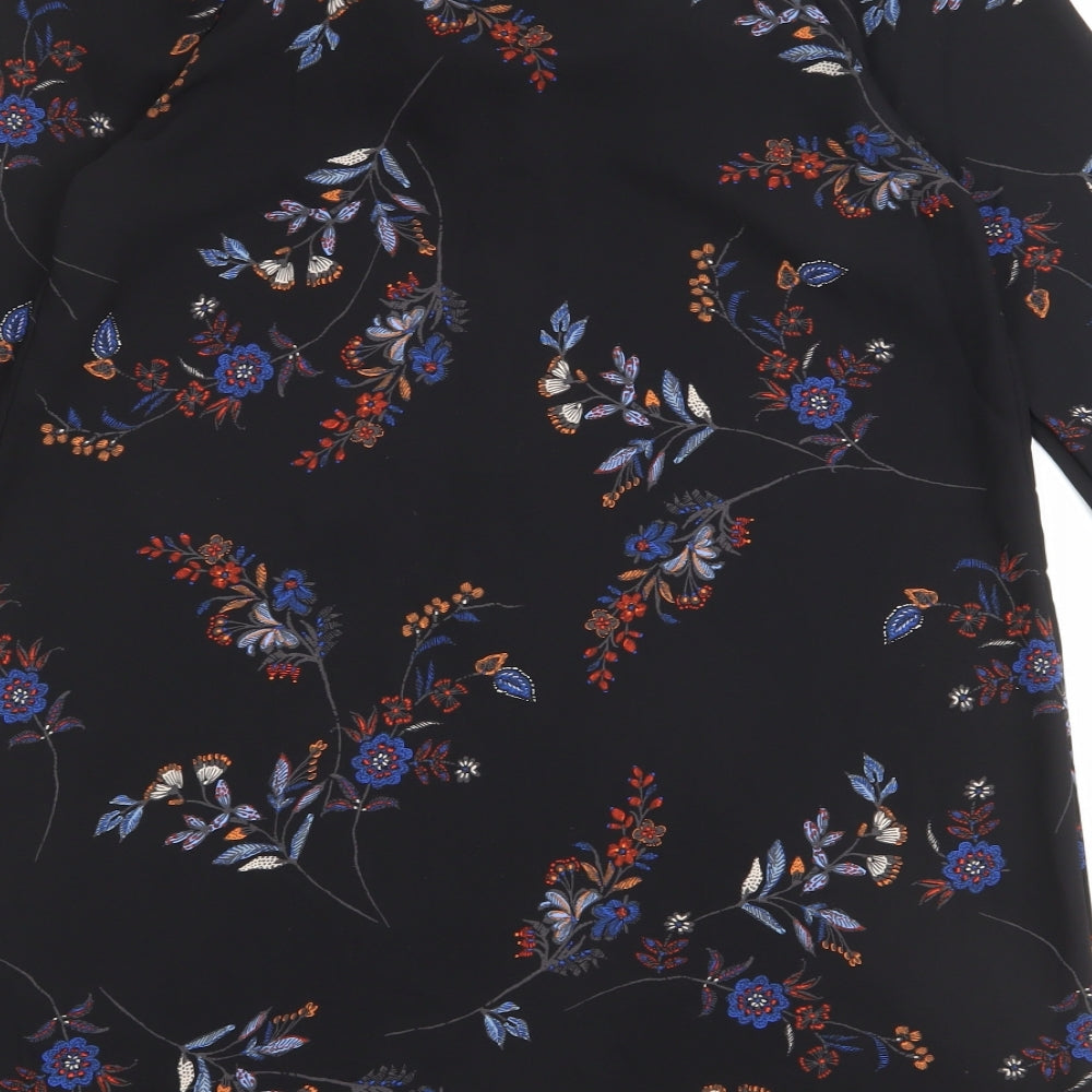 H&M Womens Black Geometric Polyester A-Line Size 10 Round Neck Tie