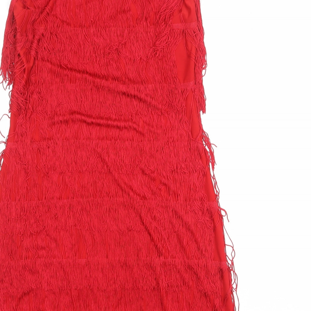 Roman Womens Red Polyester Tank Dress Size 10 Round Neck Pullover