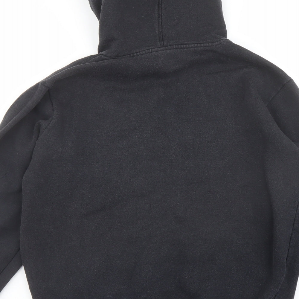Brand and care label for Ellesse women’s black cotton pullover hoodie, size S, pullover - ellesse logo drawstring pocket