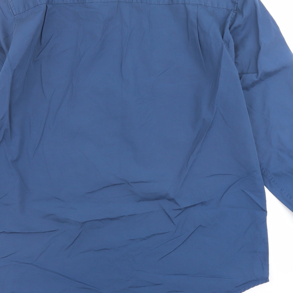 Next Mens Blue Cotton Button-Up Size 15.5 Collared Button