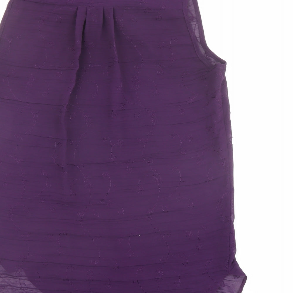 K&D Womens Purple Polyester Basic Button-Up Size 12 Collared