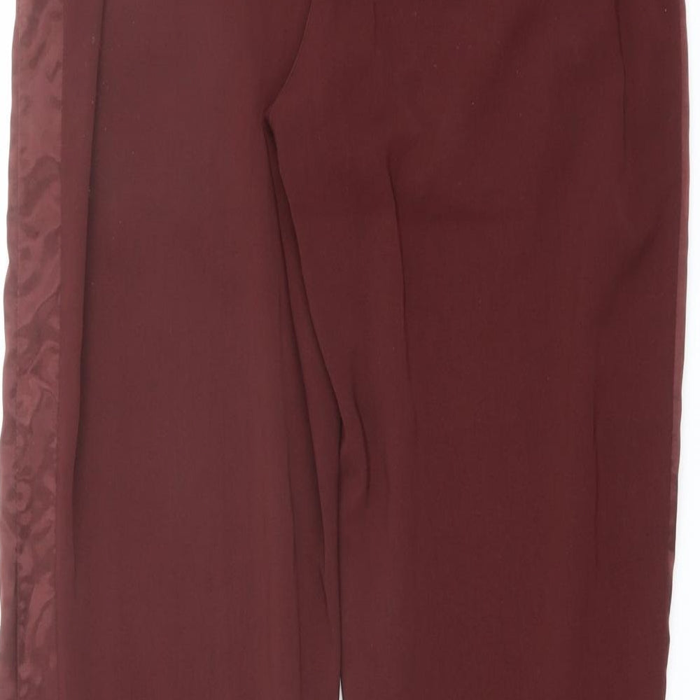 H&M Womens Red Polyester Trousers Size 10 L29 in Regular Drawstring - Taped Side