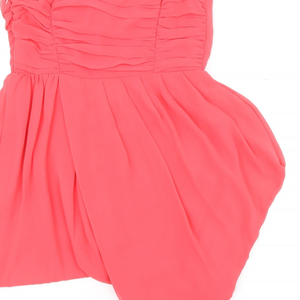 ASOS Womens Red Polyester Fit & Flare Size 12 Sweetheart Zip