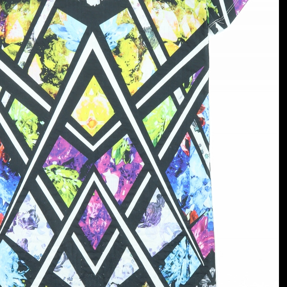 ASOS Womens Multicoloured Geometric Polyester Shift Size 10 Round Neck Pullover