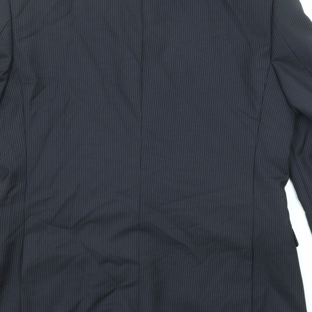 John Lewis Mens Blue Striped Wool Jacket Suit Jacket Size 40 Regular