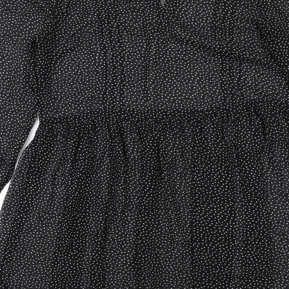Red Herring Womens Black Polka Dot Polyester A-Line Size 10 Round Neck Pullover