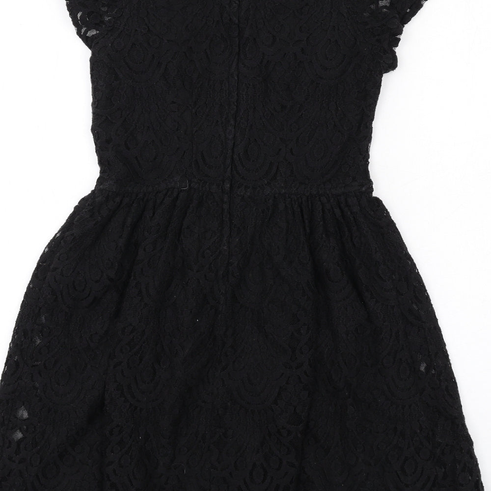 H&M Womens Black Cotton A-Line Size 6 Round Neck Zip