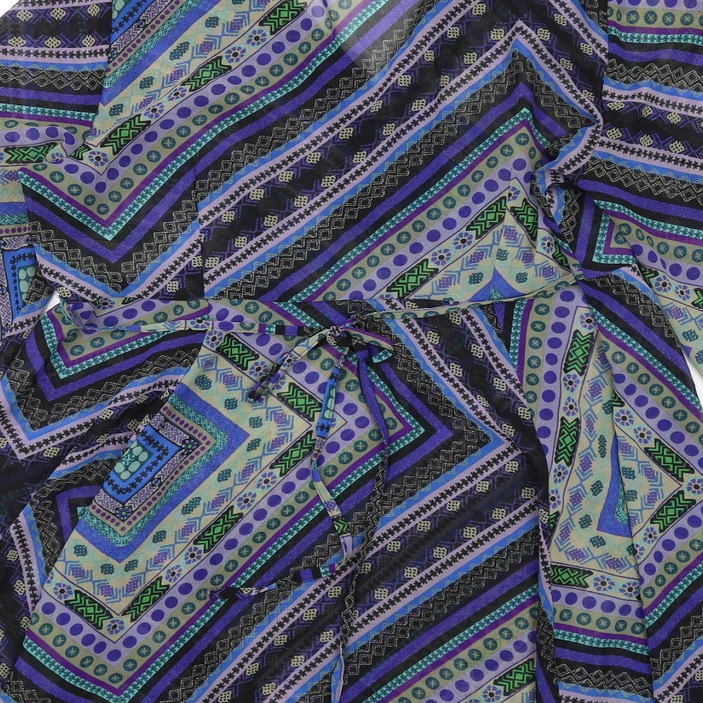 Per Una Womens Multicoloured Geometric Polyester A-Line Size 14 V-Neck Pullover
