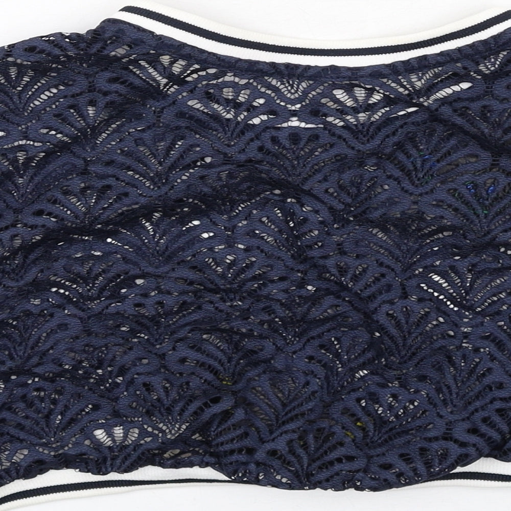 Zara Womens Blue Polyester Basic T-Shirt Size S Round Neck - Butterfly