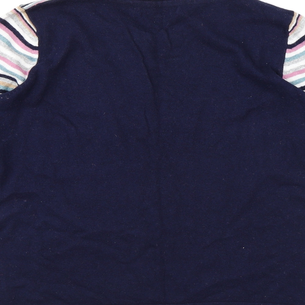 Bonmarché Womens Multicoloured Round Neck Striped Cotton Pullover Jumper Size S