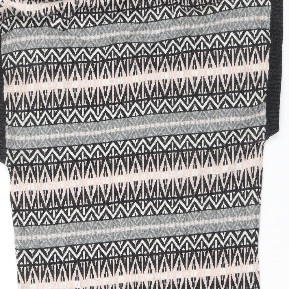 Mint Velvet Womens Grey Fair Isle Polyester Jumper Dress Size 10 Roll Neck Pullover