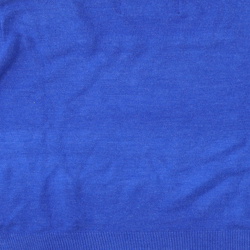 Maine Womens Blue Square Neck Acrylic Pullover Jumper Size 12
