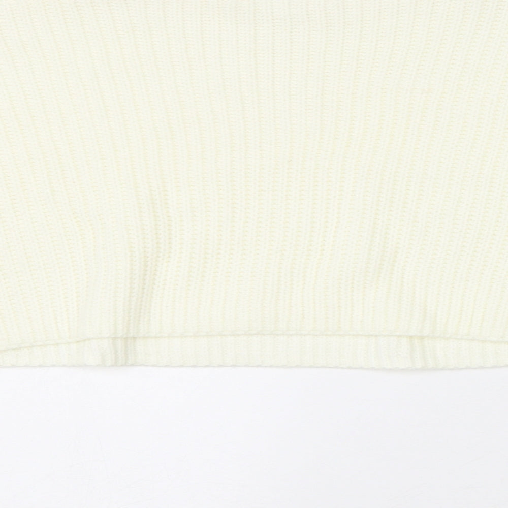 Missguided Womens White Round Neck Acrylic Pullover Jumper Size S