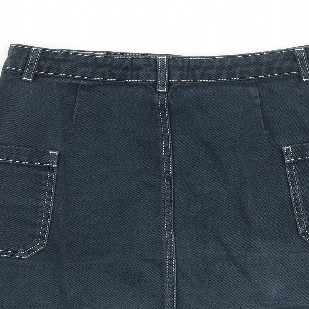 BDG Womens Blue Cotton Cargo Skirt Size M Zip
