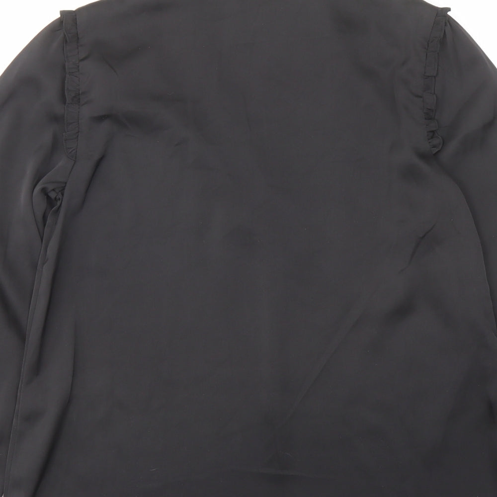 Lipsy Womens Black Polyester Basic Blouse Size 6 V-Neck - Embellished
