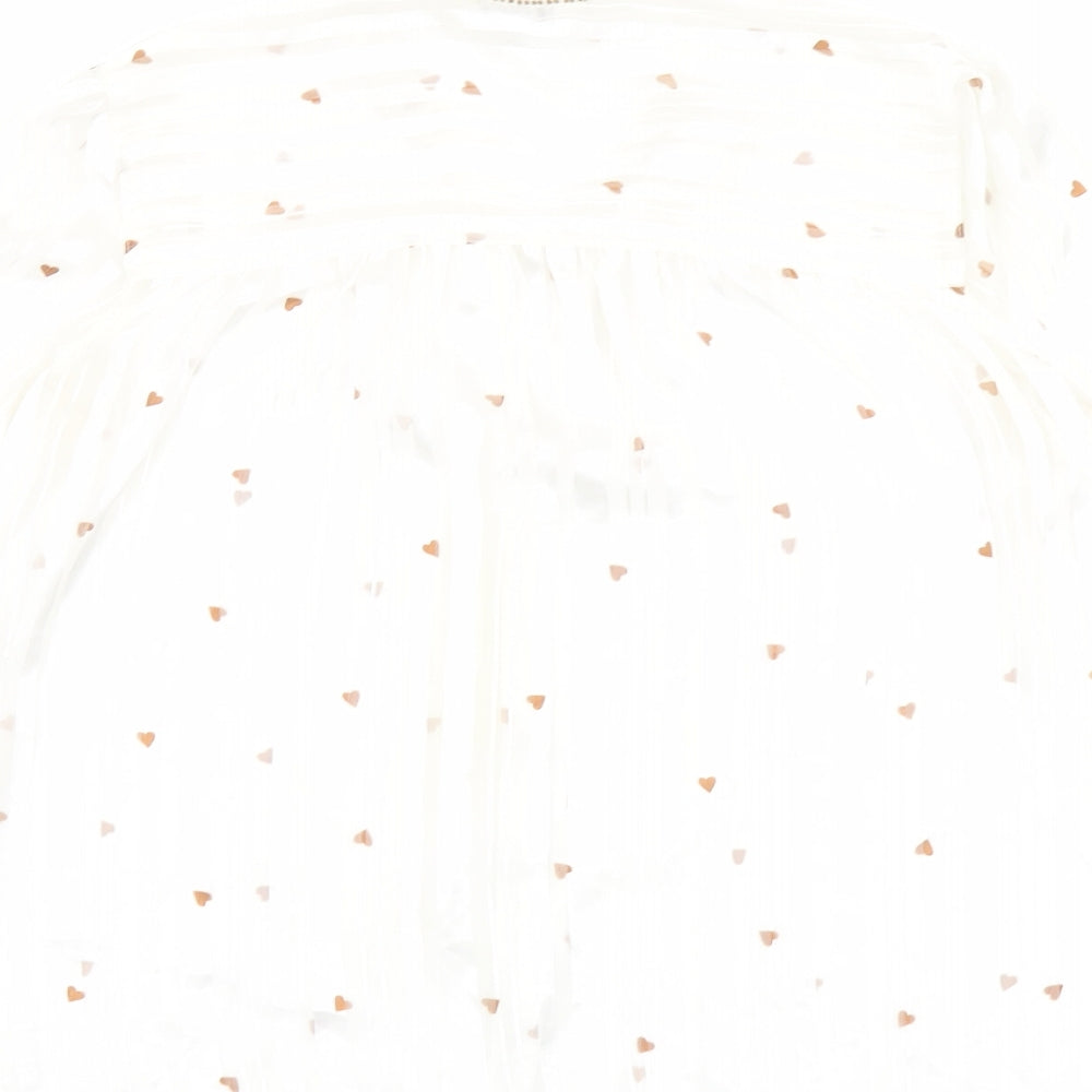 NEXT Womens Ivory Geometric Polyester Basic Blouse Size 12 Round Neck - Heart Print