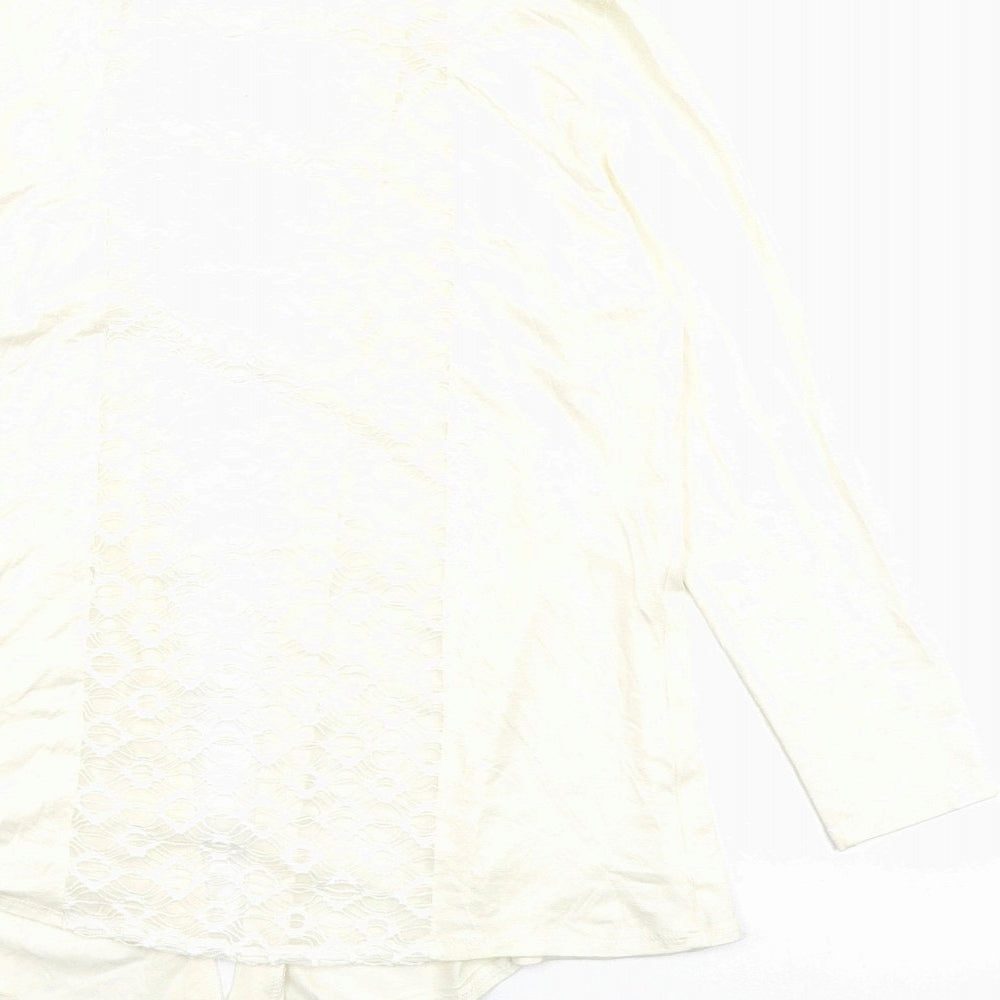 Saloos Womens Ivory Viscose Basic Blouse Size 12 V-Neck - Open