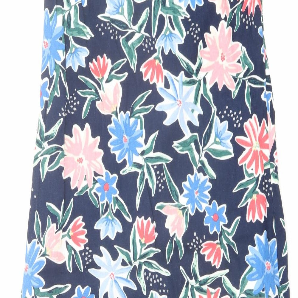 Marks & Spencer Womens Multicoloured Floral Linen A-Line Size 6 V-Neck Pullover