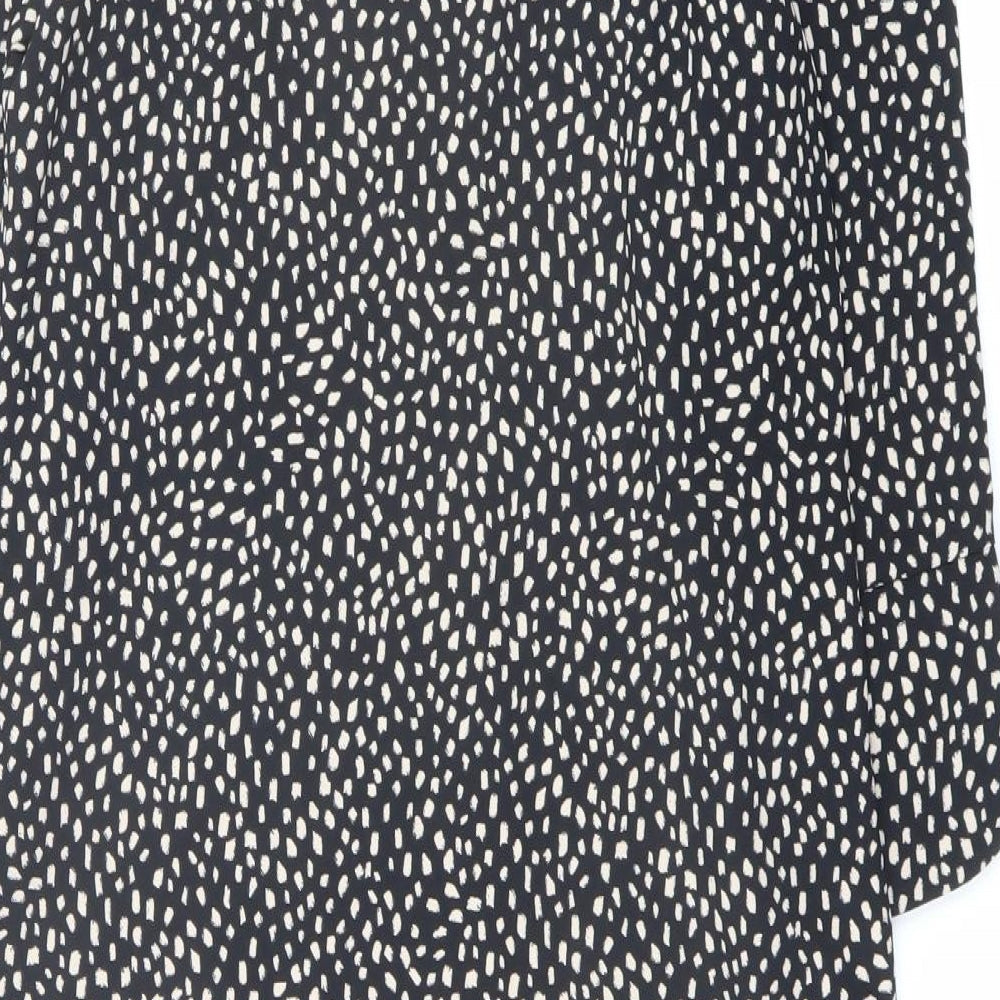 Marks & Spencer Womens Black Geometric Polyester A-Line Size 8 Round Neck Pullover