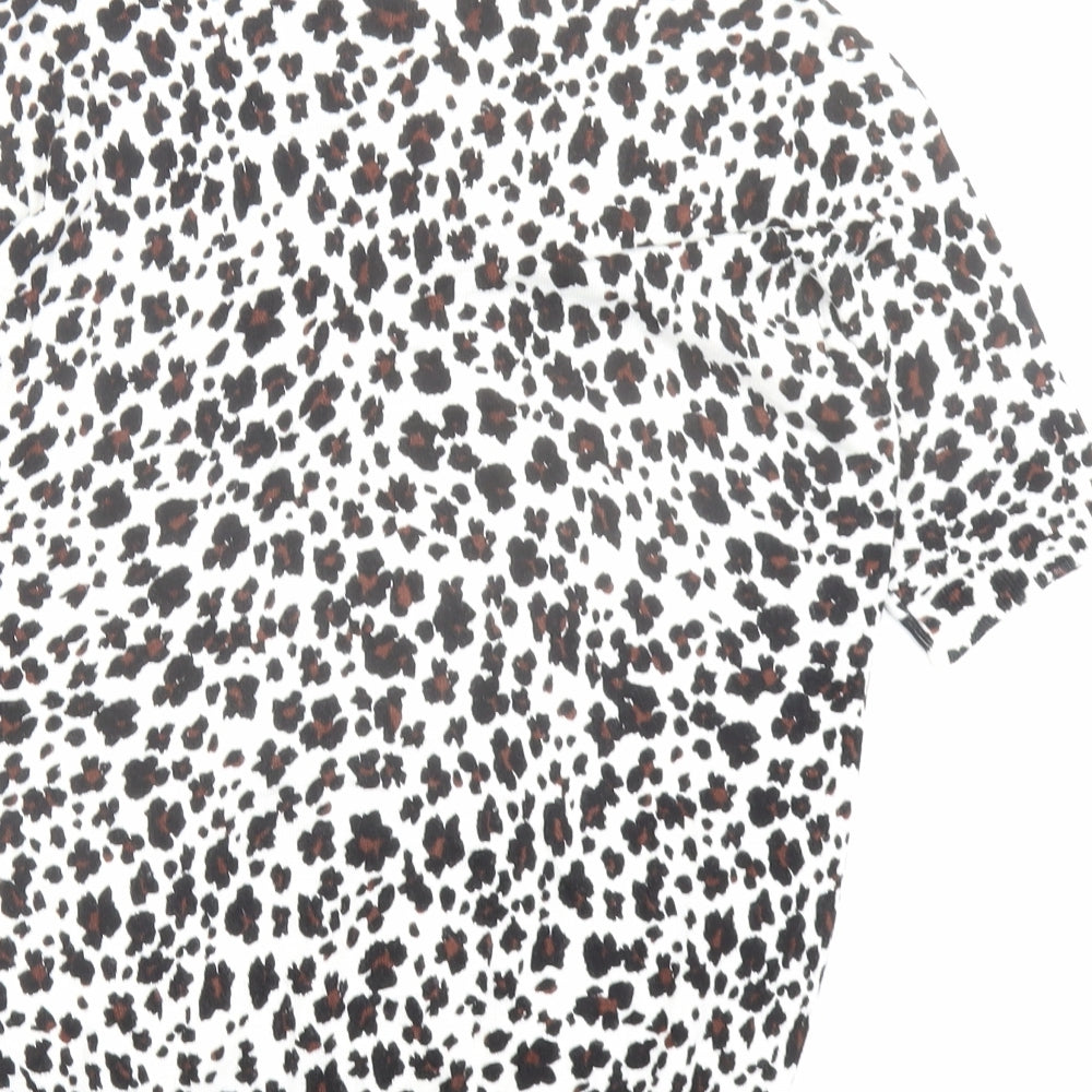 Marks and Spencer Womens Multicoloured Round Neck Animal Print Viscose Pullover Jumper Size 6 - Leopard pattern