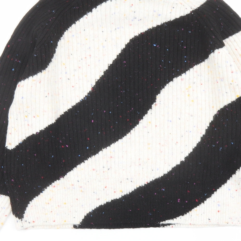 Marks & Spencer Womens Black Round Neck Geometric Acrylic Pullover Jumper Size S