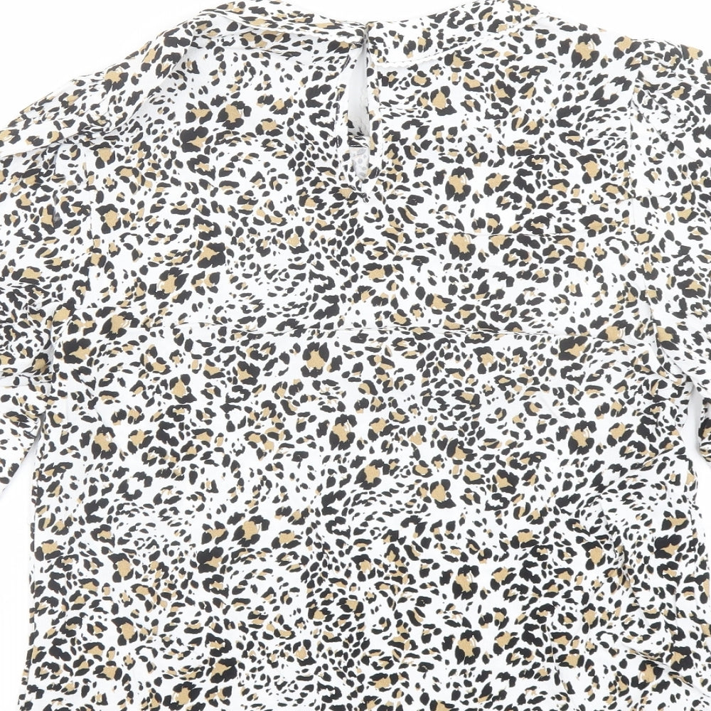 Marks & Spencer Womens Multicoloured Animal Print Viscose Basic Blouse Size 6 Collared