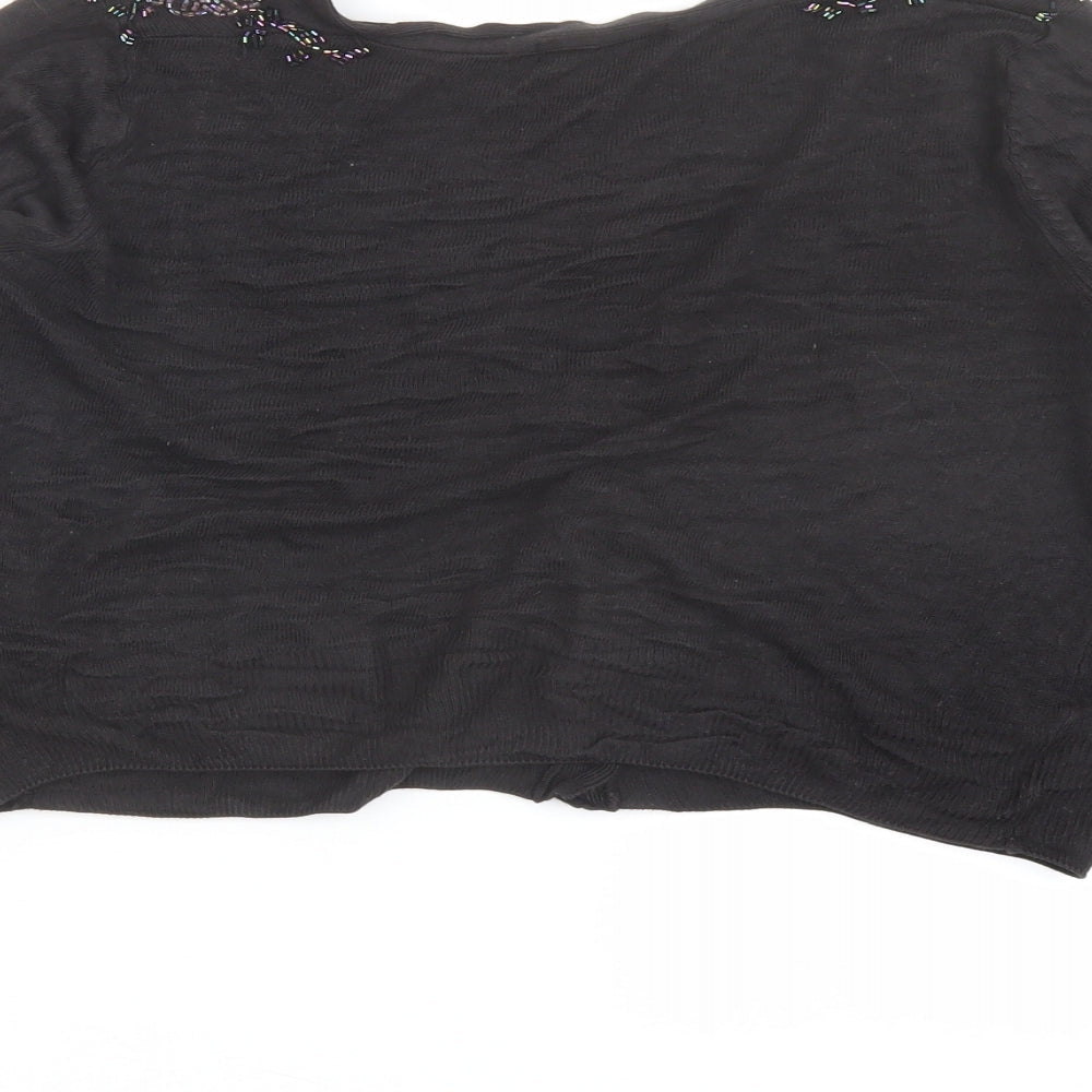 Marks & Spencer Womens Black V-Neck Acrylic Cardigan Jumper Size 16