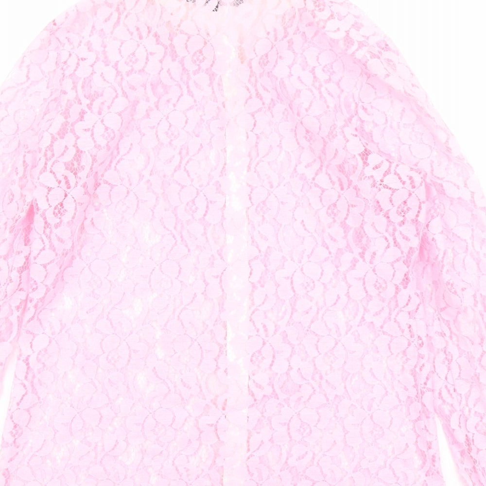 Sosandar Womens Pink Polyester Basic Button-Up Size 10 Collared