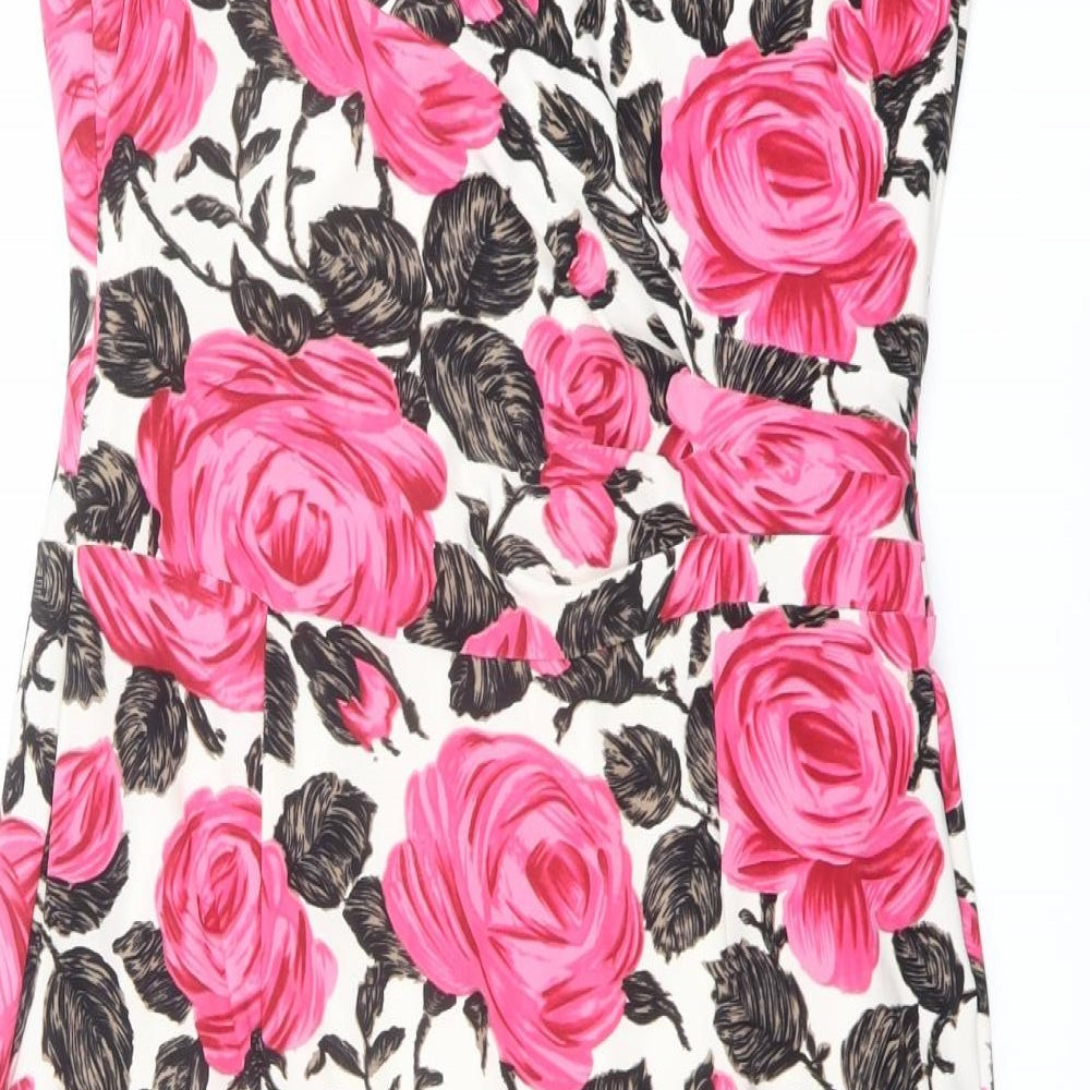 Phase Eight Womens Multicoloured Floral Polyester Shift Size 14 V-Neck Zip