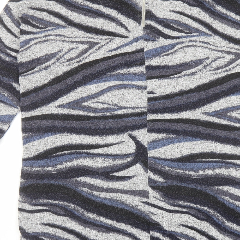 Principles Womens Grey Round Neck Geometric Viscose Pullover Jumper Size 14