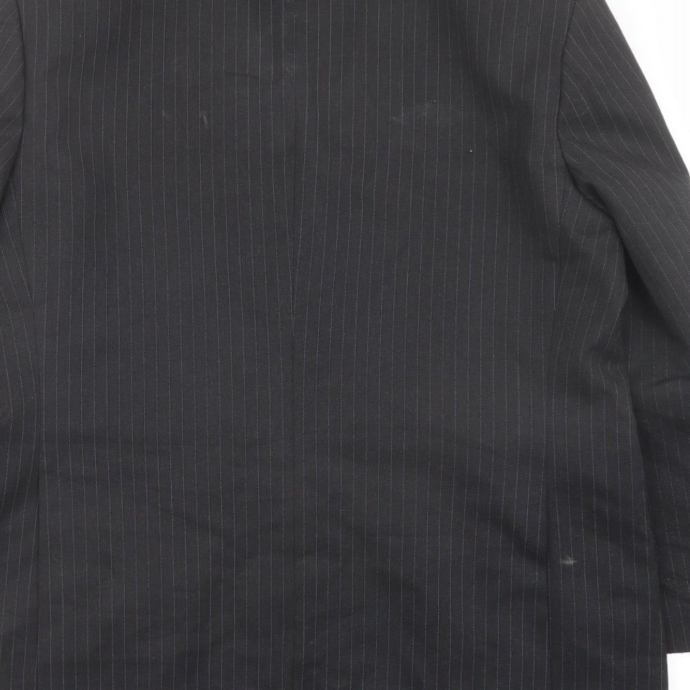 Marks & Spencer Mens Grey Striped Polyester Jacket Suit Jacket Size 42 Regular