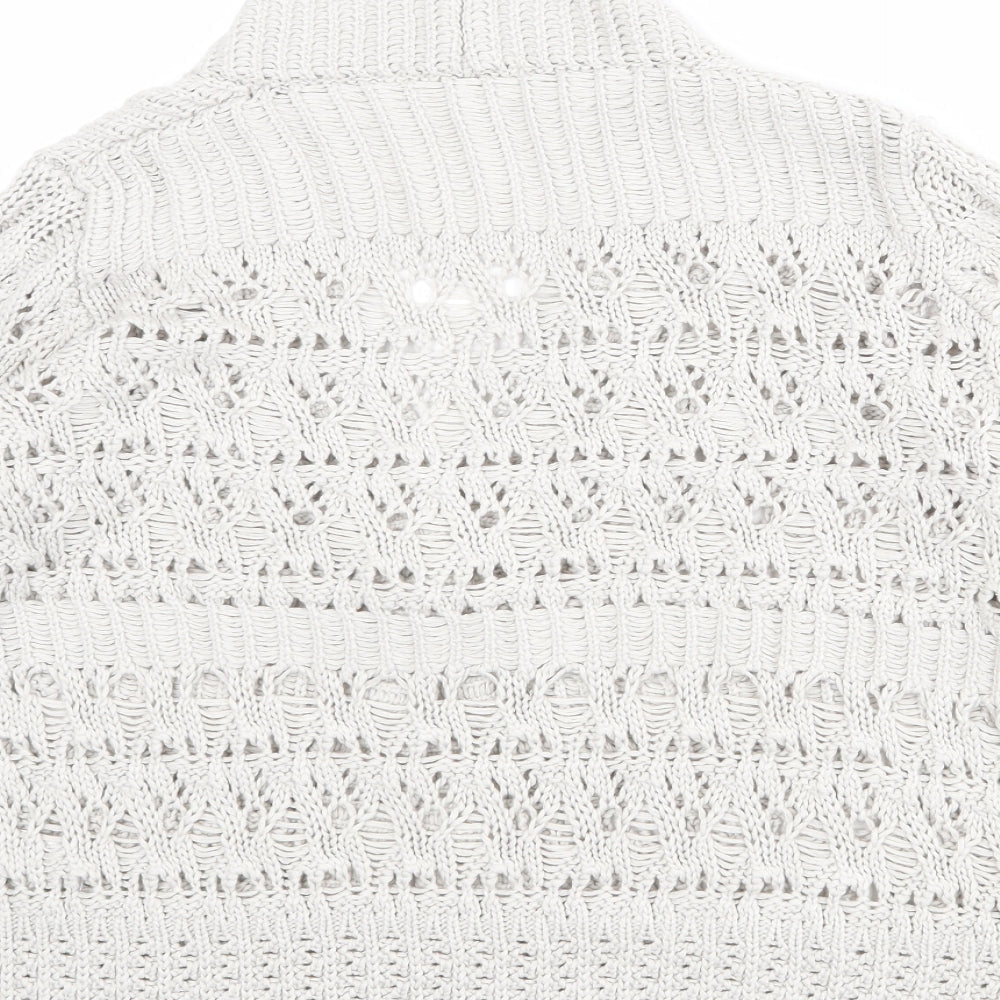Marks & Spencer Womens Beige V-Neck Acrylic Cardigan Jumper Size 14