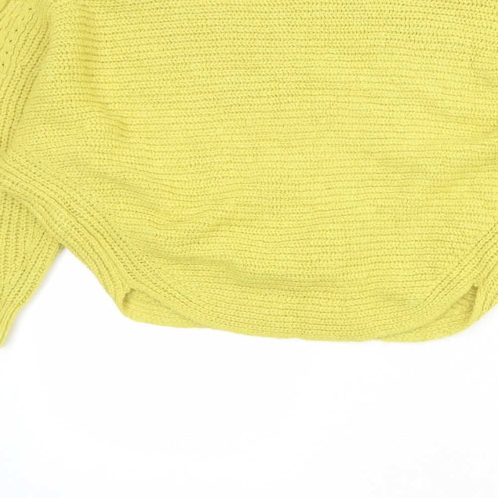 Miss Selfridge Womens Green Round Neck Acrylic Pullover Jumper Size 14