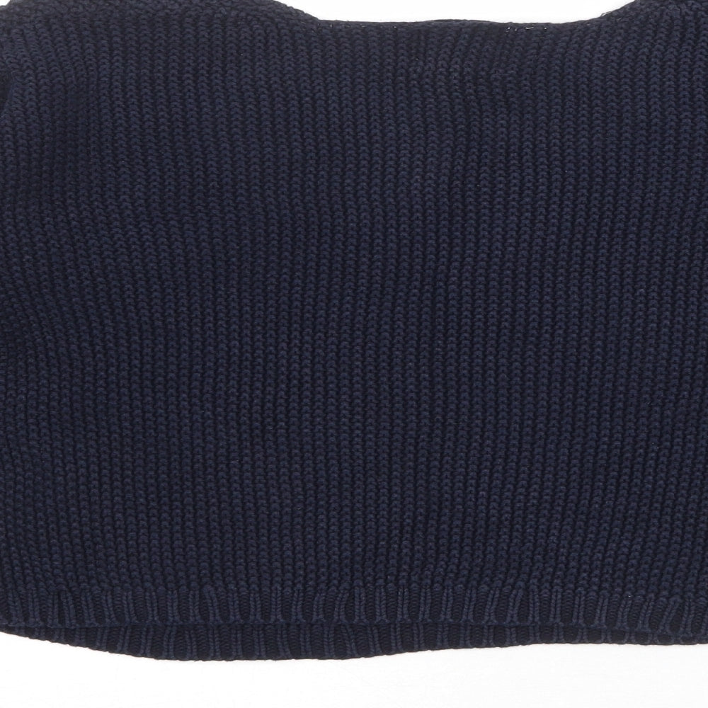 New Look Womens Blue V-Neck 100% Cotton Pullover Jumper Size 12