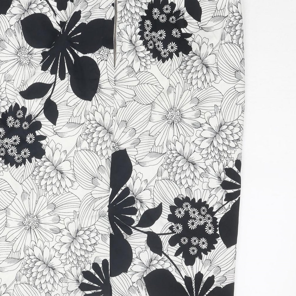 Marks & Spencer Womens White Floral Polyester Bandage Skirt Size 36 in Zip