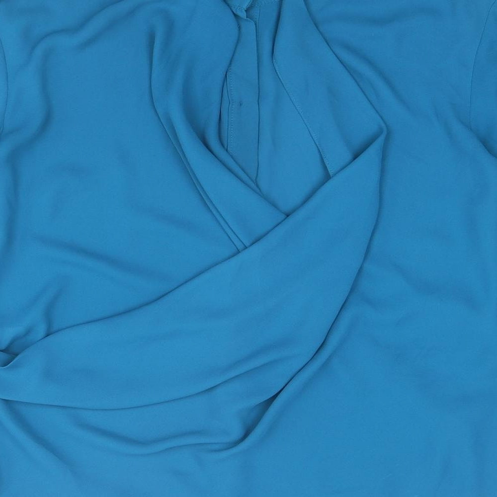 Warehouse Womens Blue Polyester Basic Button-Up Size 16 Collared