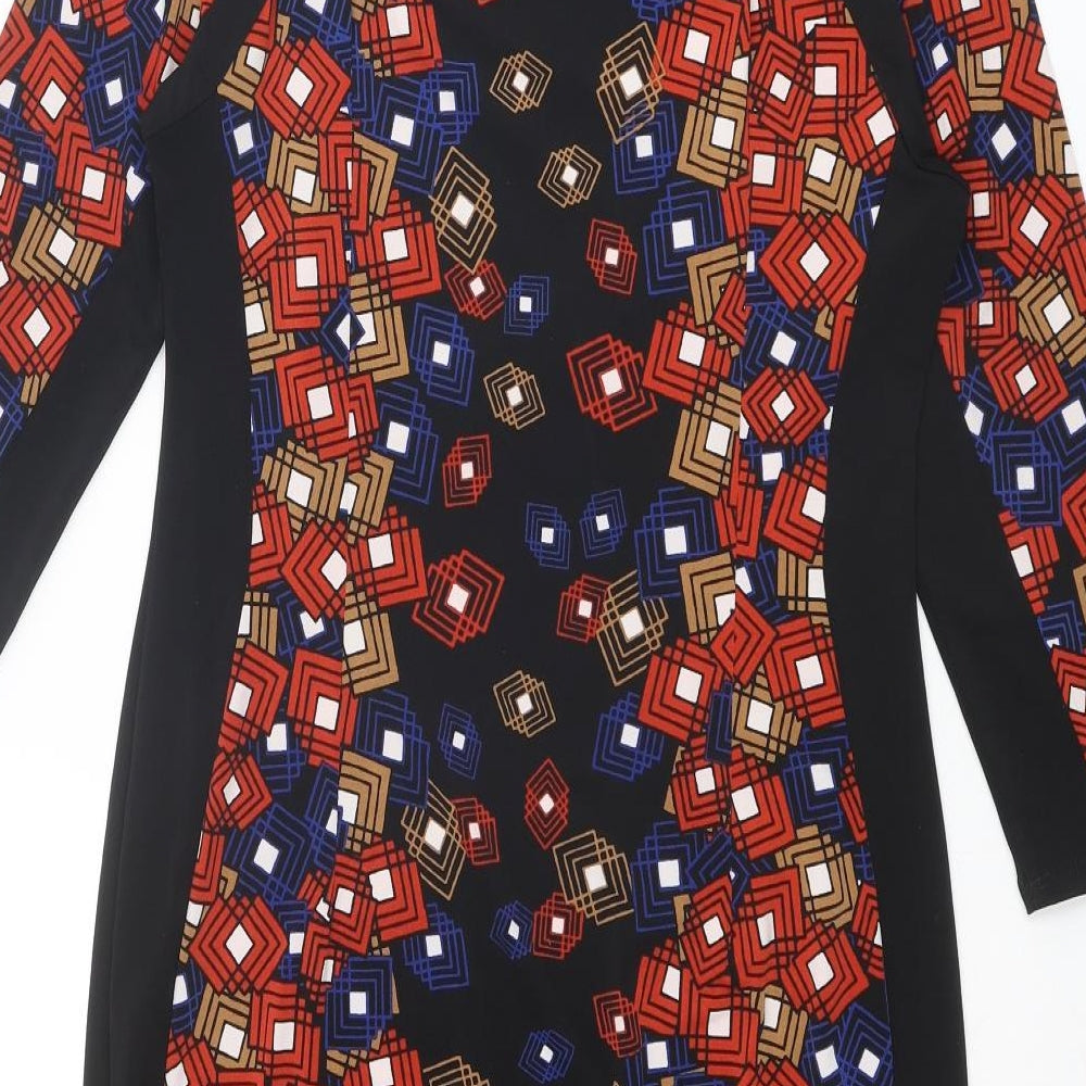 Marks & Spencer Womens Multicoloured Geometric Polyester Shift Size 10 Round Neck Pullover